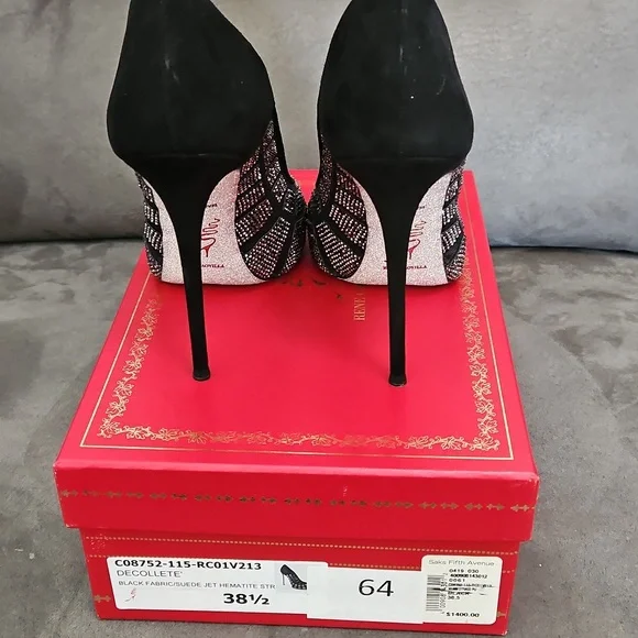 Rene Caovilla 38 1/2 Black/Silver Pumps - Picture 2 of 4